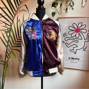 Vintage Japan Bomber Souvenir Jacket Blue/Burgundy